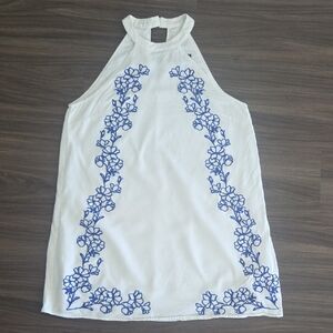 Lulu's Fabiola White Embroidered Halter Shift Dress Size Medium